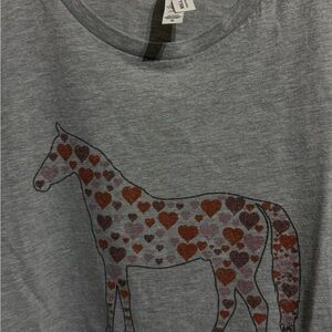 Bella Canvas Heather Gray Tee with Heart Horse Graphic